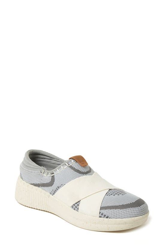 Dearfoams Livie Cross Strap Knit Slip-on Sneaker In Light Grey