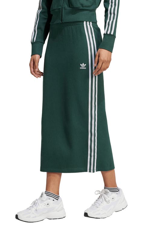 Adidas Originals Adidas Adicolor 3-stripes Knit Midi Skirt In Mineral Green