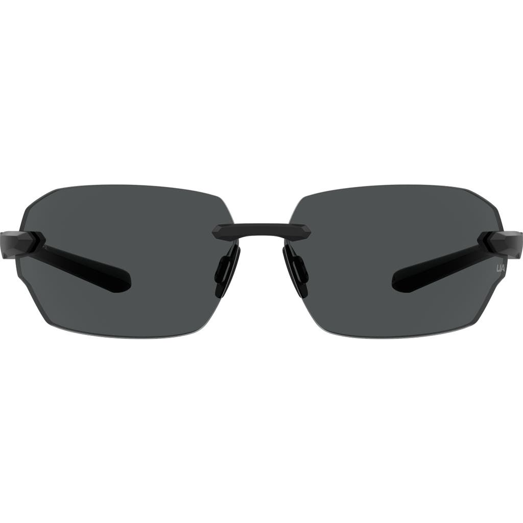 Shop Under Armour Fire 71mm Geometric Sunglasses In Matte Black/grey Oleophobic