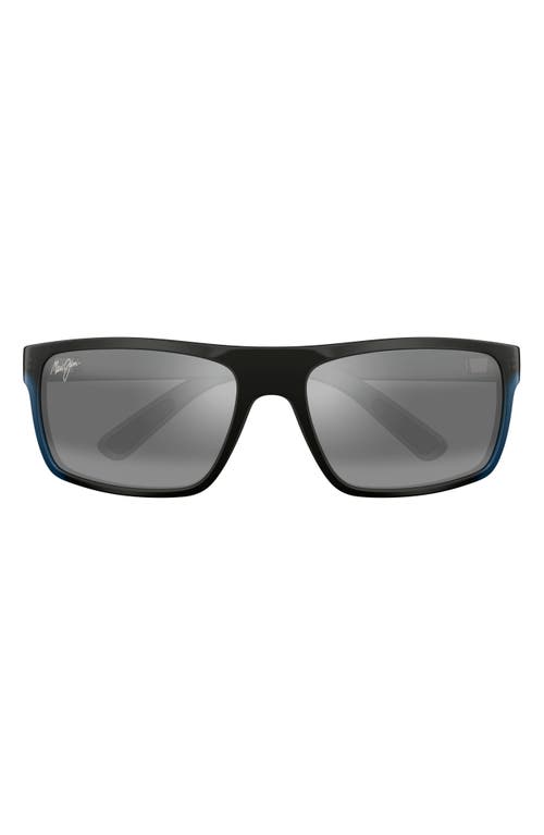 Maui Jim Byron Bay Polarized Mirrored Wrap Sunglasses, 62mm In Marlin/neutral Grey