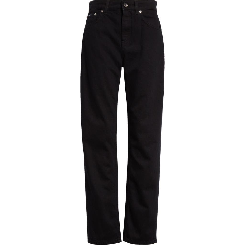 Dolce & Gabbana Straight Medium Waist Denim Jeans In Black