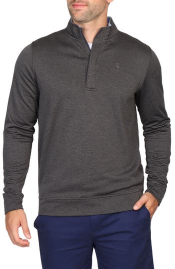 Tailorbyrd Luxe Performance Fleece Quarter Zip Pullover In Charcoal