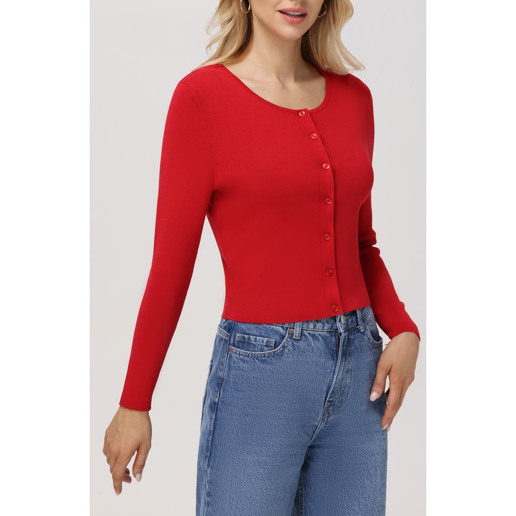 Shop 525 Eva Rib Cardigan In Cherry Red