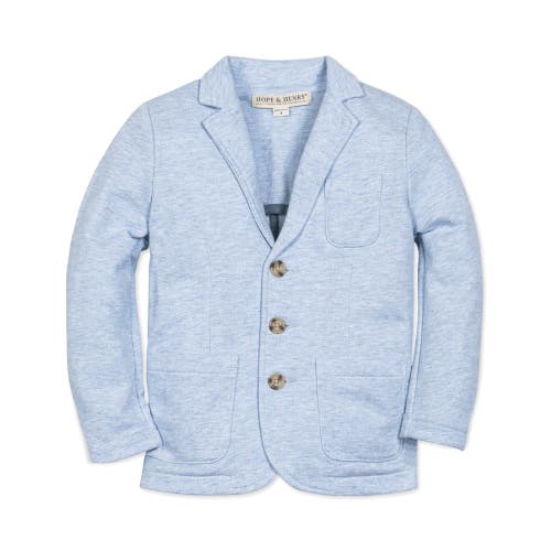 Hope & Henry Boys' French Terry Suit Blazer, Toddler In Light Blue Heather Herringbone