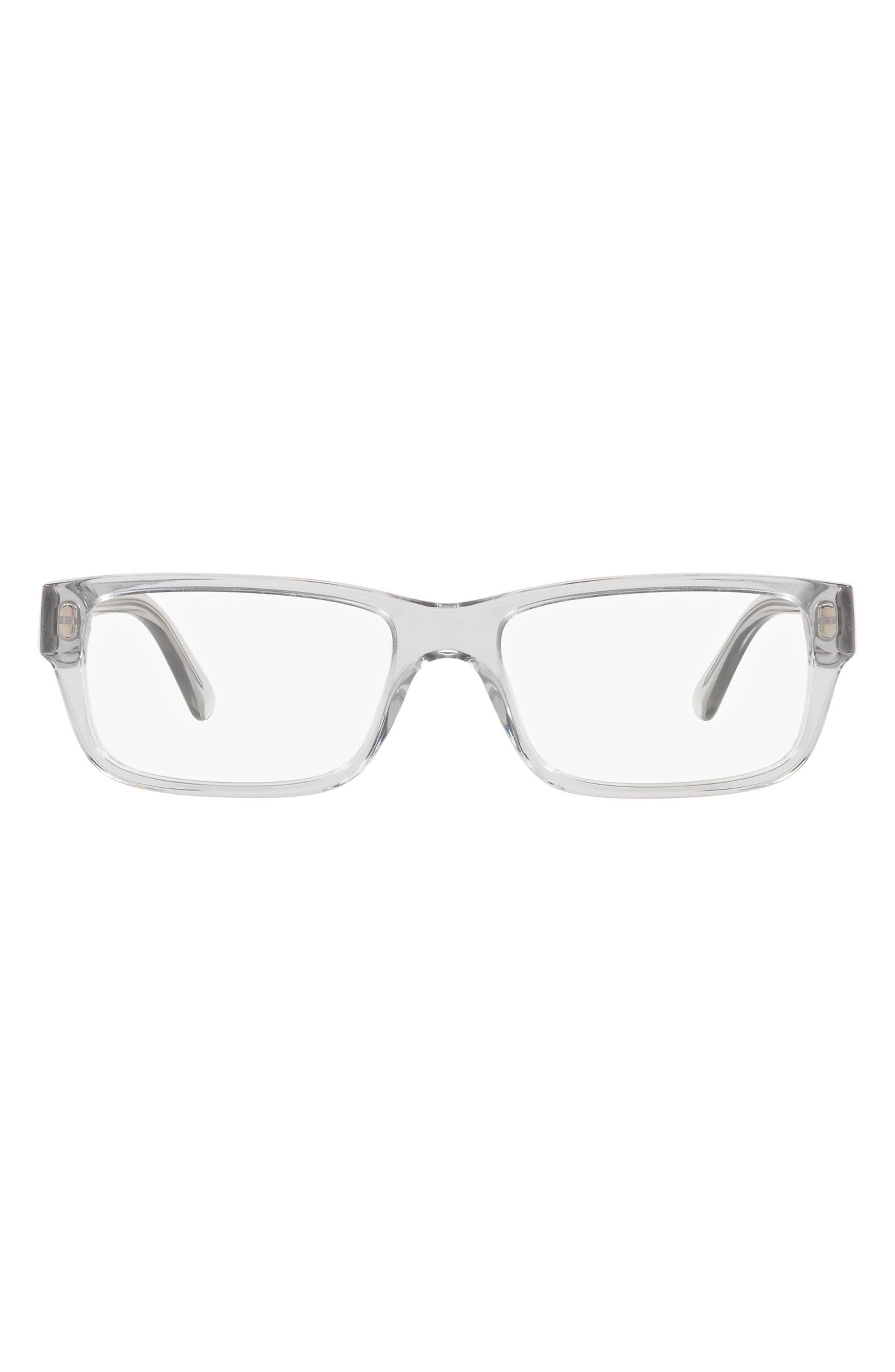 Prada 55mm Rectangular Optical Glasses in Grey at Nordstrom