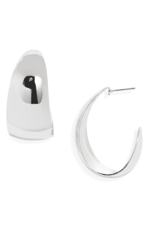 Open Edit Tapered Hoop Earrings In Rhodium