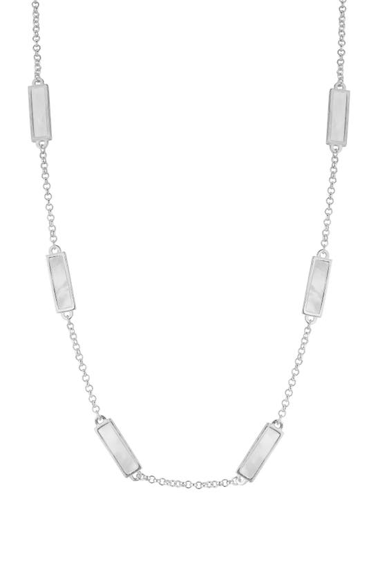Sphera Milano Mother-of-pearl Bar Station Necklace In Silver