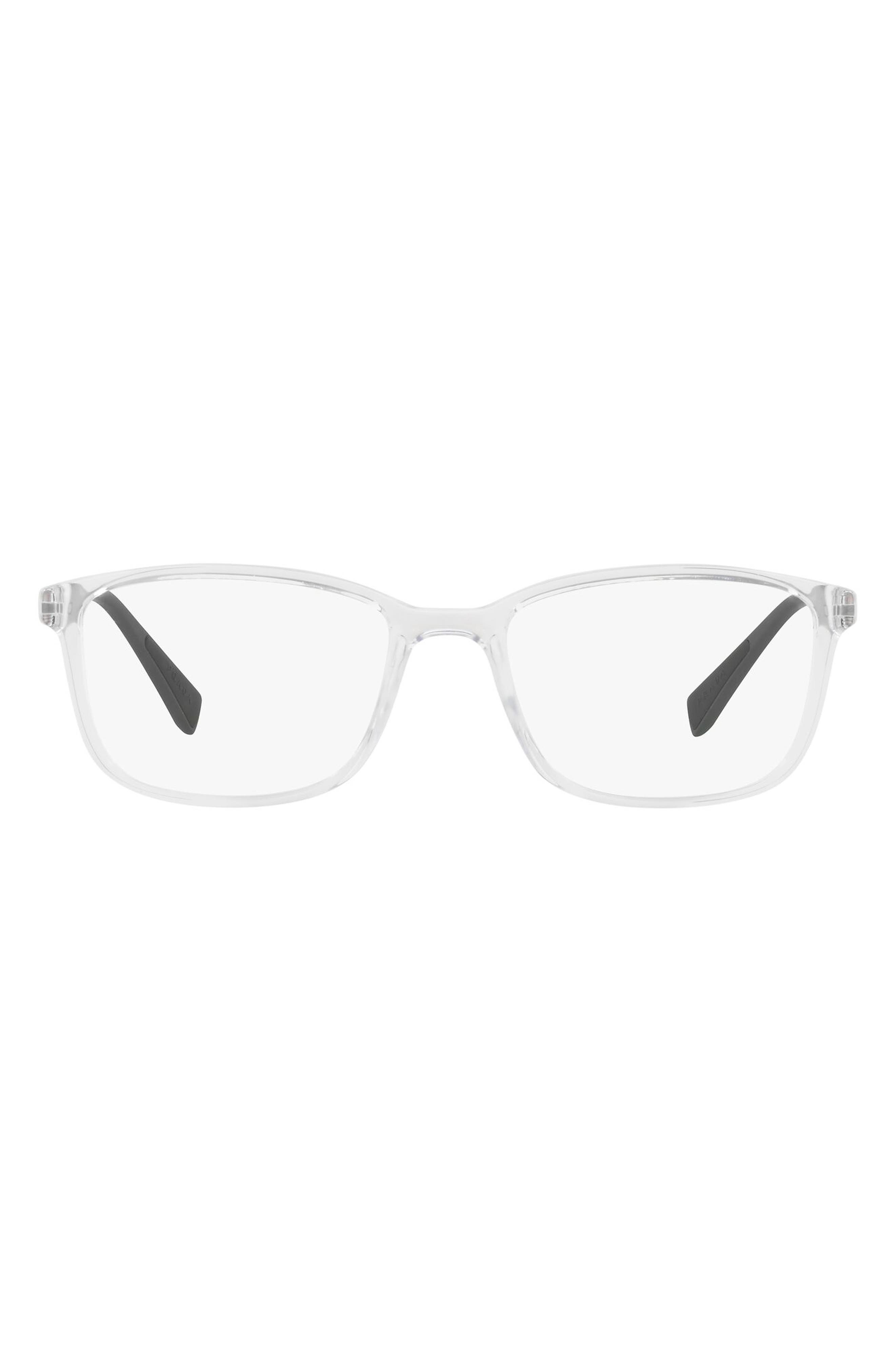 Prada 55mm Rectangular Optical Glasses in Transparent at Nordstrom
