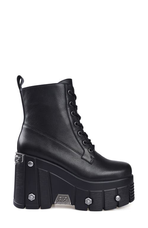 Shop Zigi Nefeli Wedge Combat Boot In Black Leather