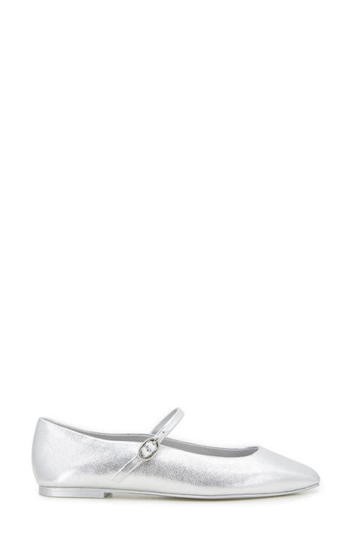 Kenneth Cole Jasper Mary Jane Flat In Silver Leather