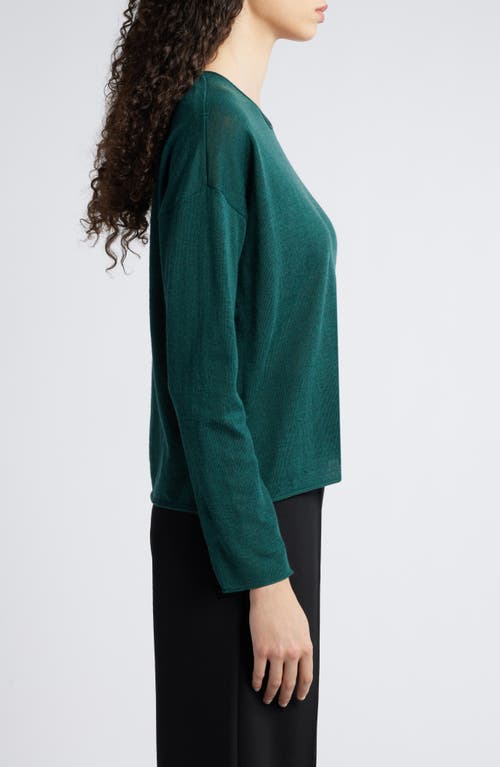 Shop Eileen Fisher Crewneck Wool Sweater In Pine