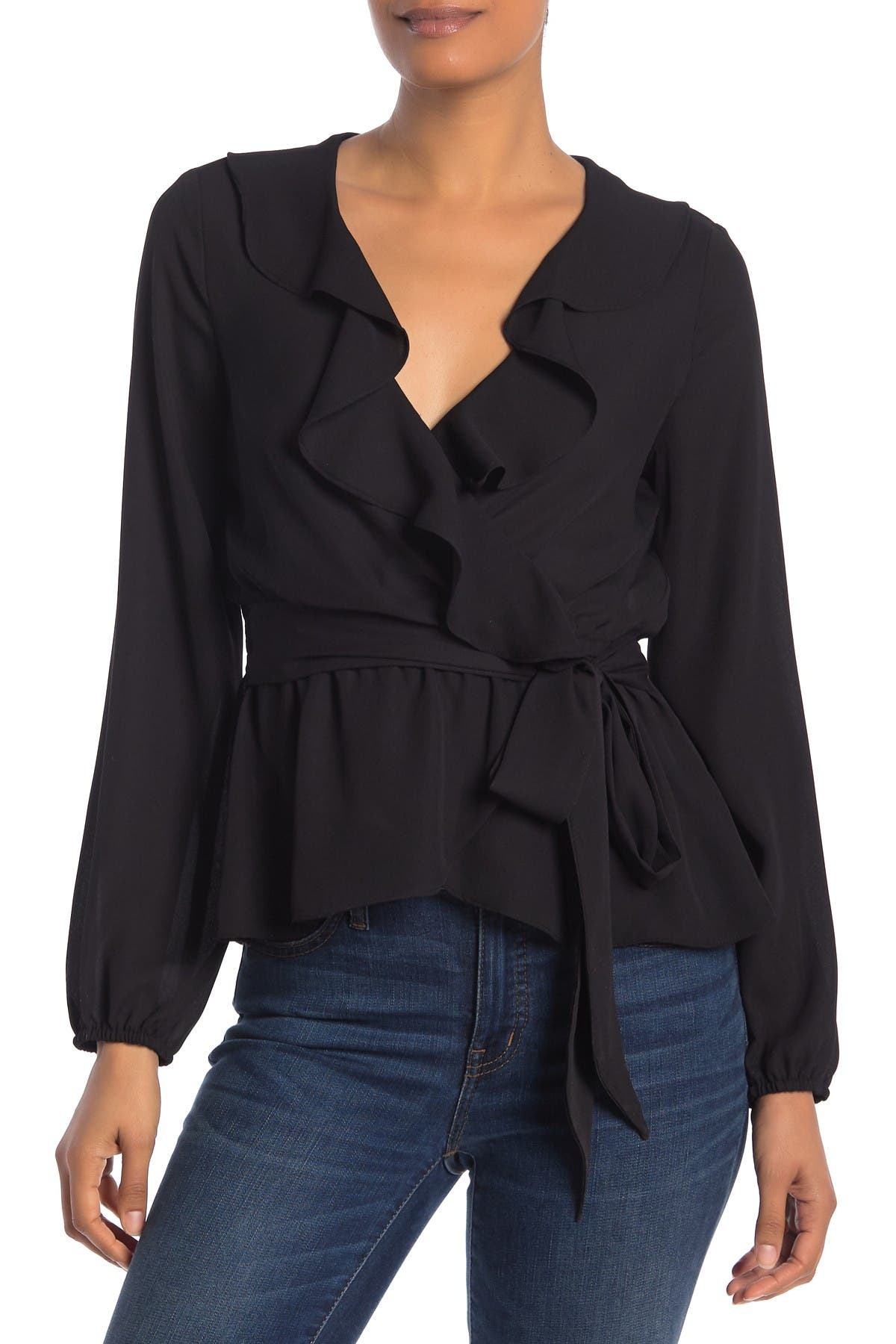 front ruffle blouse