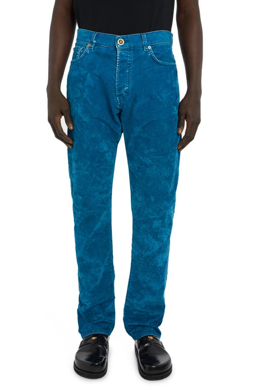 Versace Mitchell Crushed Stretch Velveteen Pants in Dark Teal