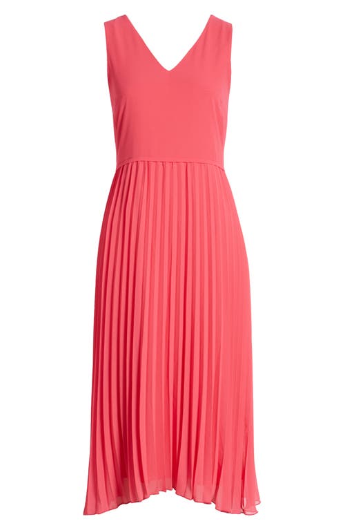 Sam Edelman V-neck Accordion Pleat Dress In Watermelon
