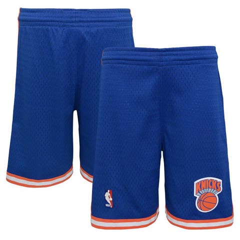 Youth Mitchell & Ness Orange/Blue New York Knicks Hardwood Classics Big Face 5.0 Shorts Size: Small