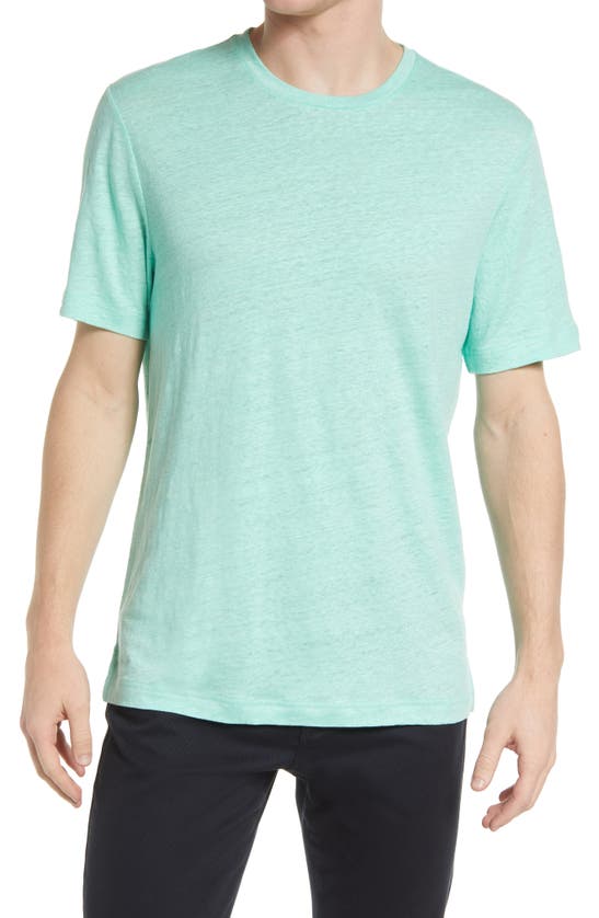 Nordstrom Linen Crewneck T-shirt In Green Apple