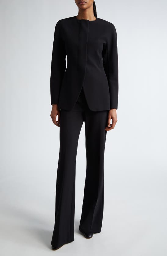 Shop Max Mara Girone Collarless Jersey Jacket In Black