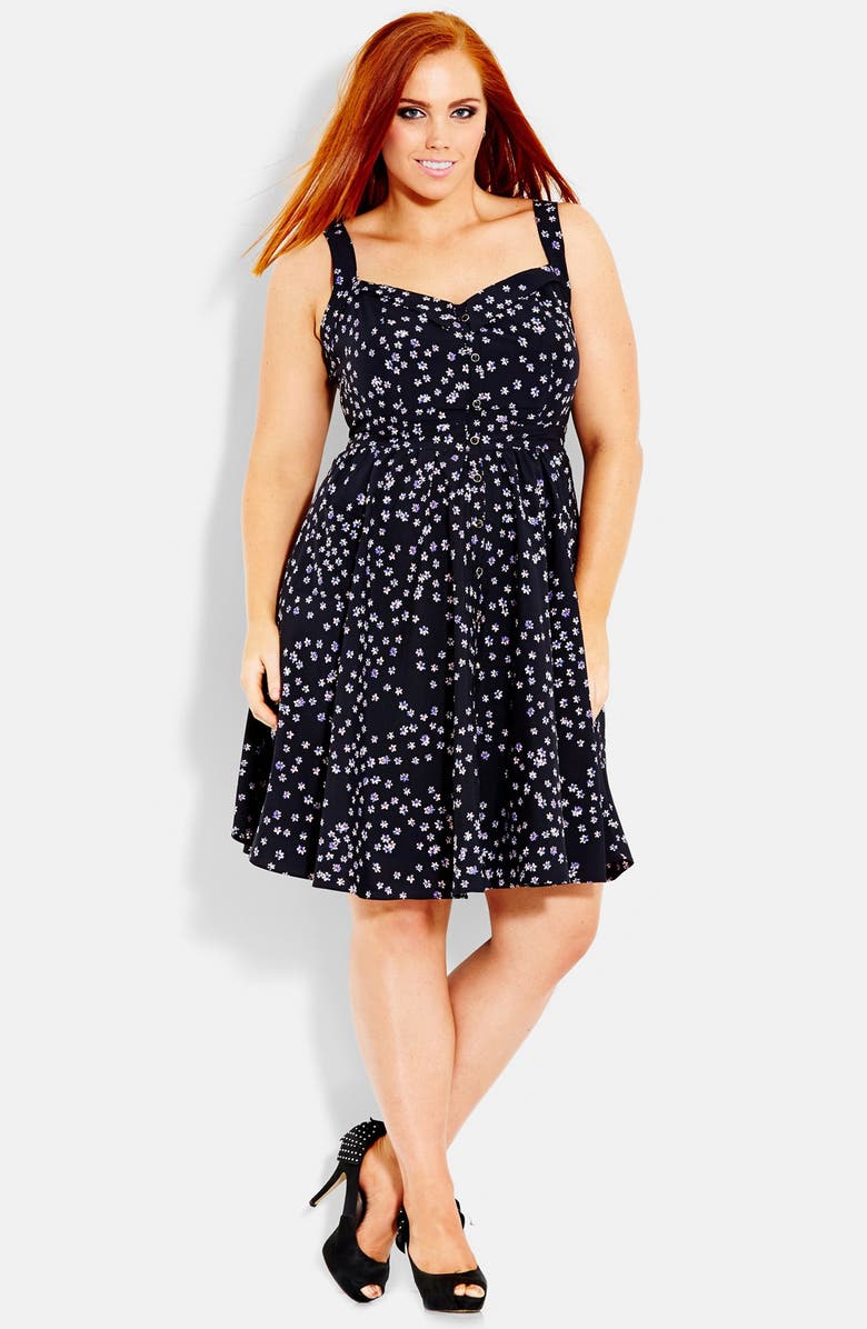 City Chic 'Ditsy' Button Front Sundress (Plus Size) | Nordstrom