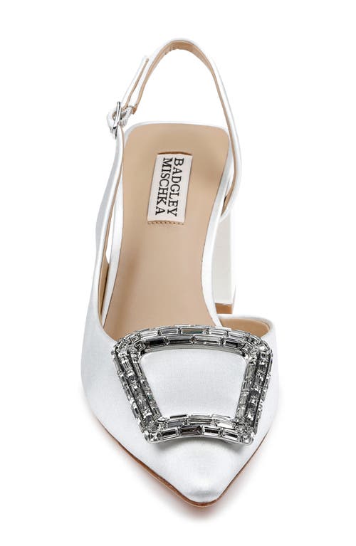 Shop Badgley Mischka Collection Adaline Slingback Pointed Toe Pump In White Satin