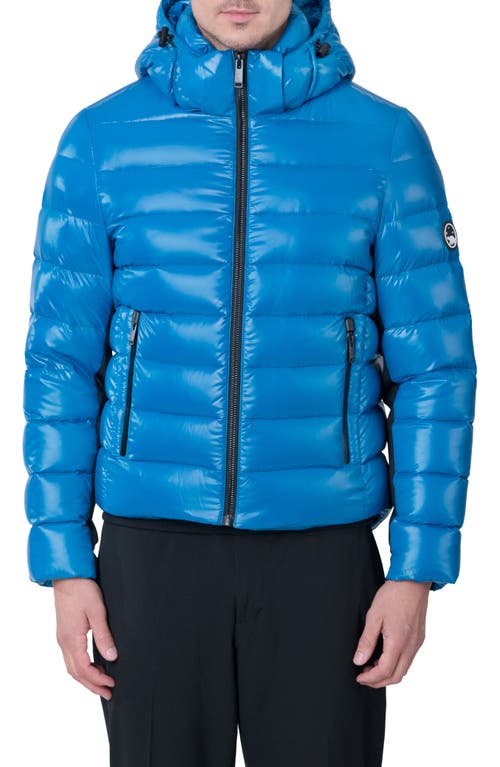 Scutar Windproof & Water Repellent Recycled Down Puffer Jacket in Mykonos Blue
