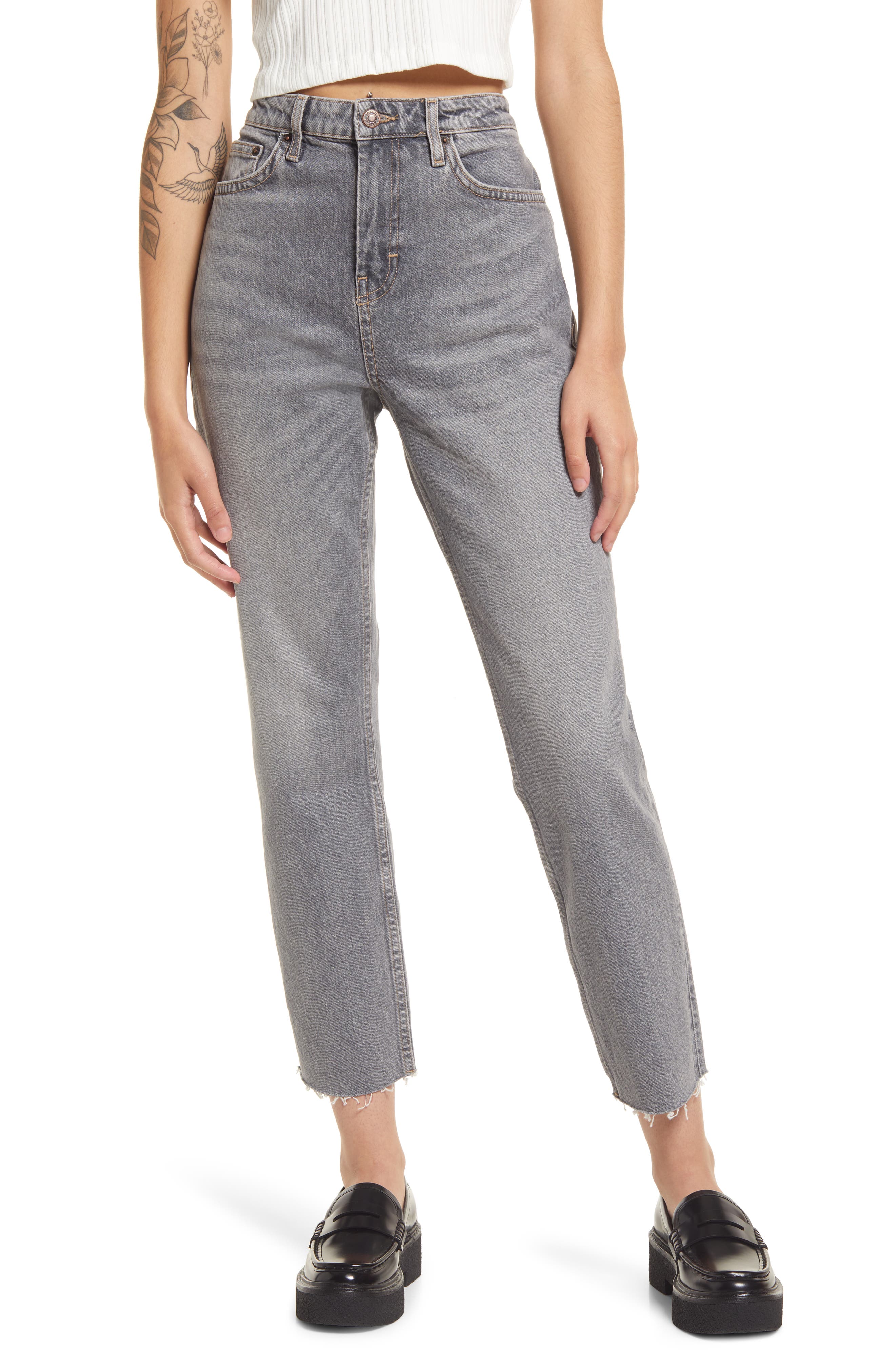 wide leg grey jeans