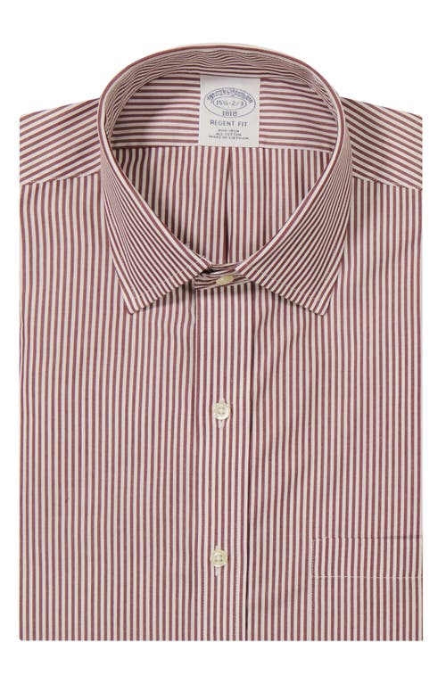 Brooks Brothers Candy Stripe Non-Iron Regent Fit Dress Shirt Burgundy at Nordstrom,