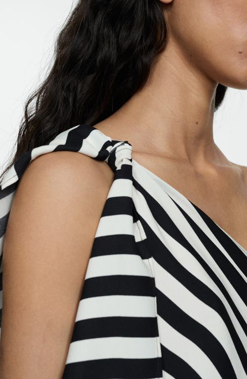 Mango Striped Asymmetrical Dress White In White