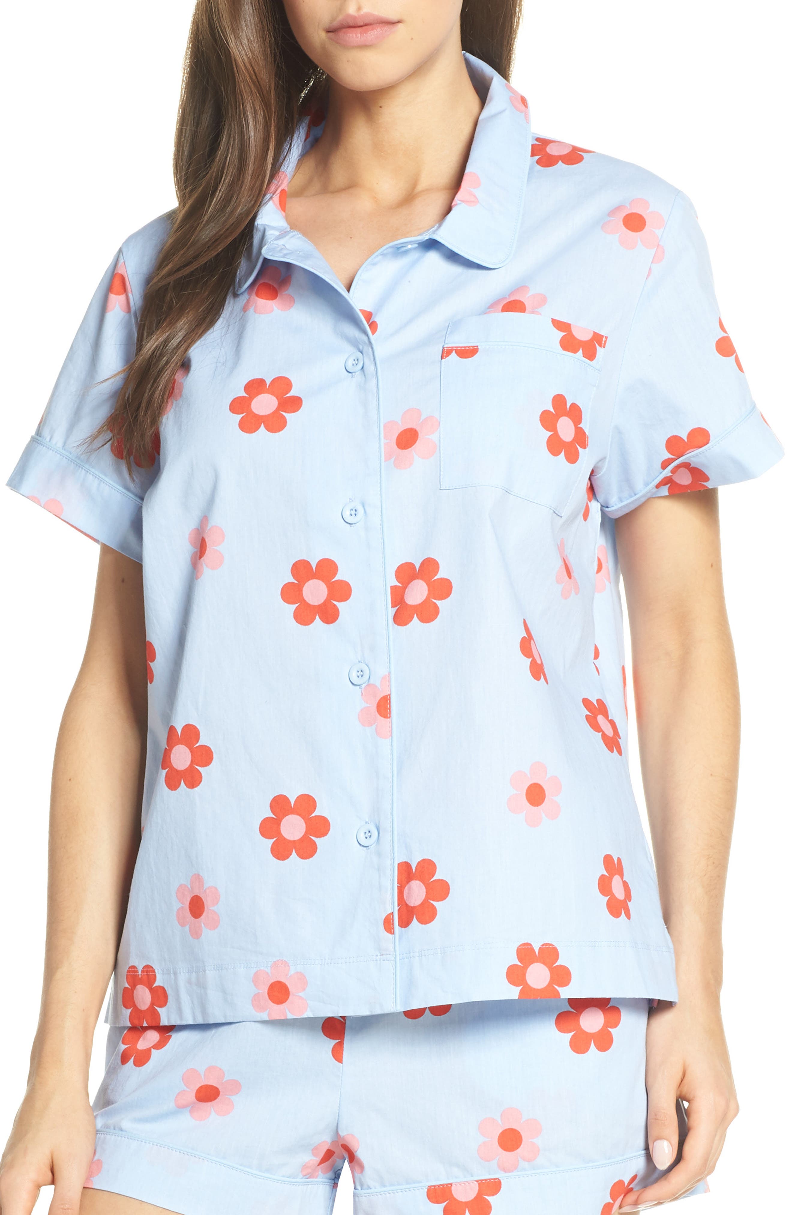 Ban. do Retro Daisy Pajama Top, Blue