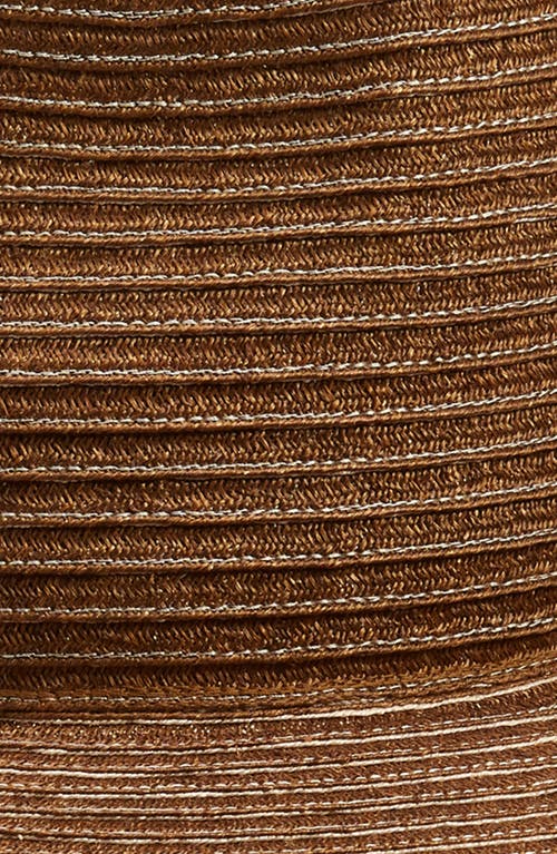 Shop Esenshel Wide Brim Woven Fedora In Brown/ivory