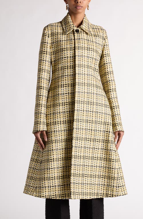 Bottega Veneta Mini Intrecciato Belted Leather Coat In Yellow Multi