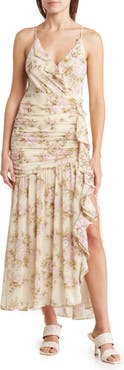 Astr the label floral clearance ruched front maxi dress