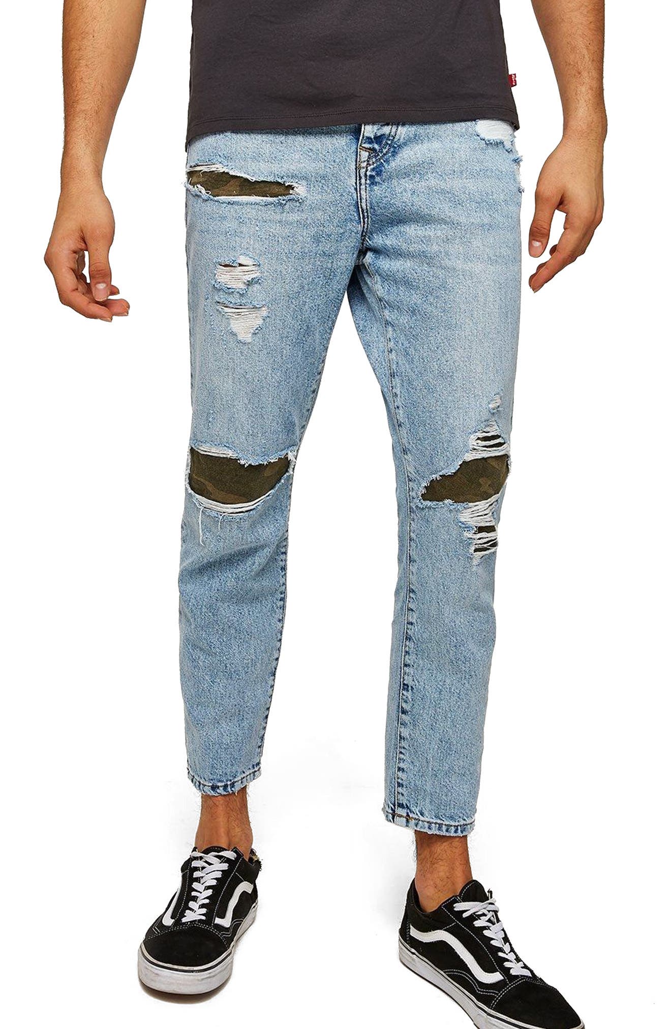camo patch jeans