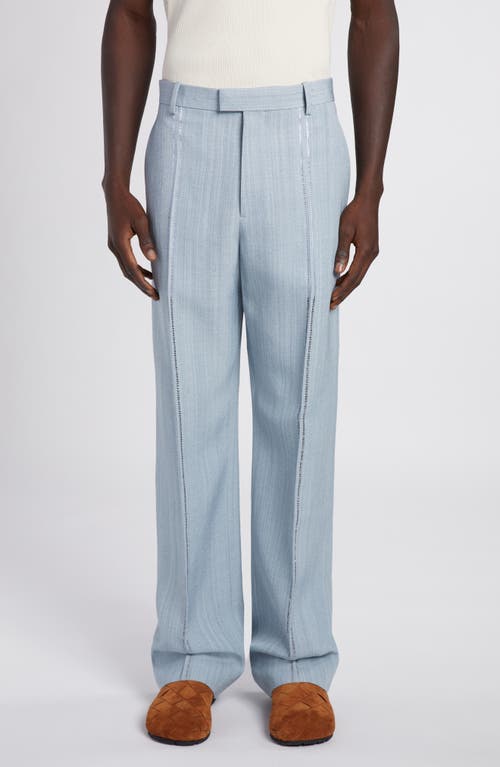 Bottega Veneta Grainy Viscose & Silk Straight Leg Pants River/Cloud at Nordstrom, Us