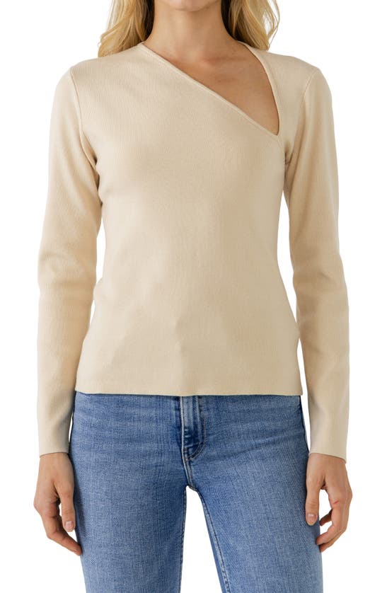 Endless Rose Long-sleeve Cutout Knit Top In Ivory