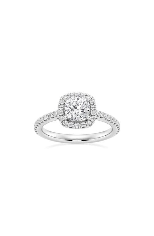 Cushion Cut Lab Created Diamond Halo Ring - 1.30ct. in White Gold