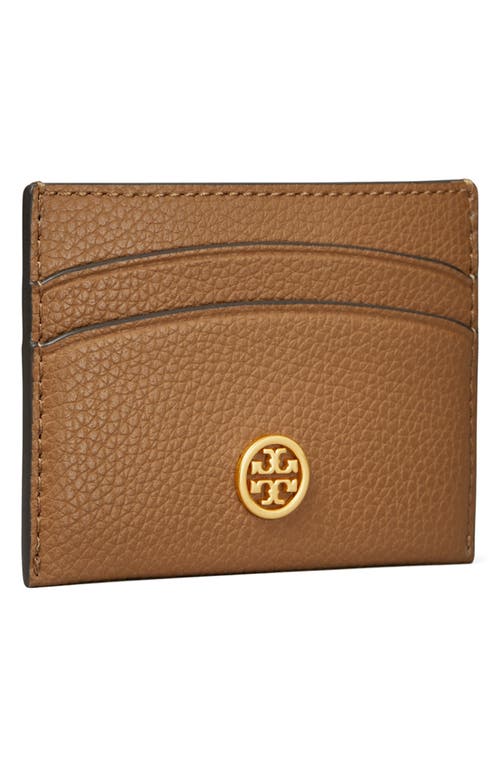 Shop Tory Burch Robinson Pebble Leather Card Case In Tigers Eye