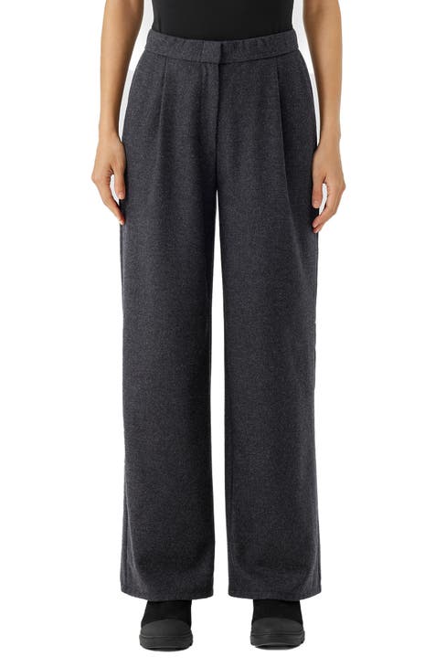 Elegant women's dress pants in gray wool flannel 