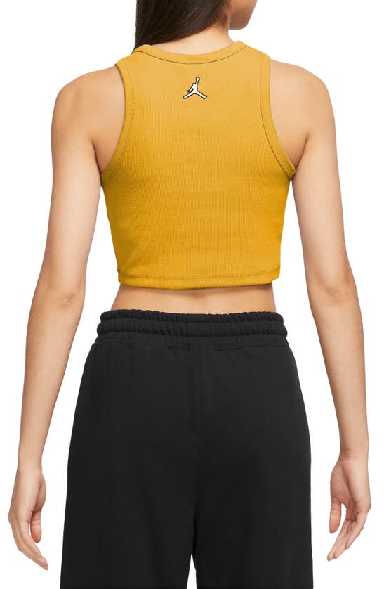 Shop Jordan Crop Cotton Blend Tank Top In Yellow Ochre