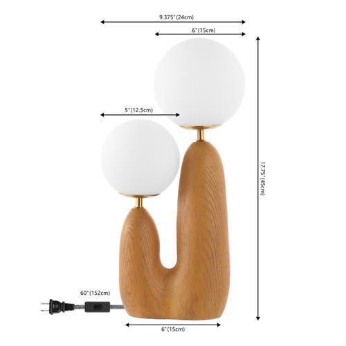 JONATHAN Y JONATHAN Y ODA 17.75" 2-LIGHT MODERN BOHEMIAN RESIN/IRON/FROSTED GLASS DANISH CACTUS LED TABLE LAMP 