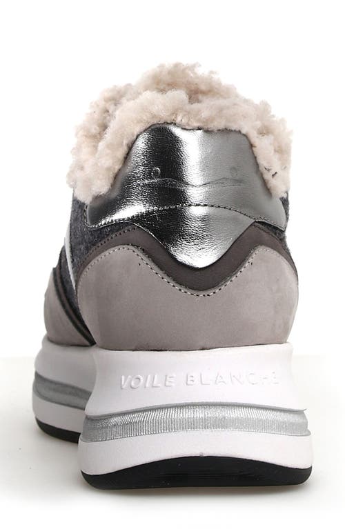 Voile Blanche Melany Faux Fur Sneaker In Grey Anthracite