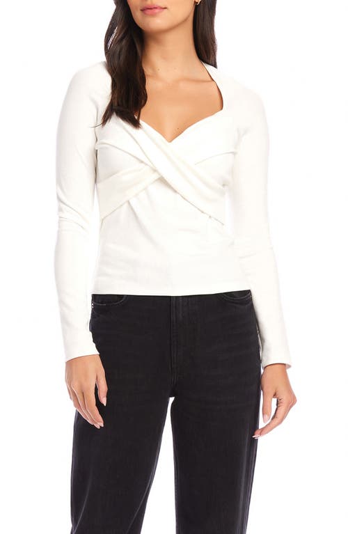 Fifteen Twenty Zelda Long Sleeve Crossover Top In Cream In Cream