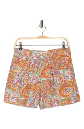 L Agence L'agence Zahari Paisley Linen Shorts In Multi