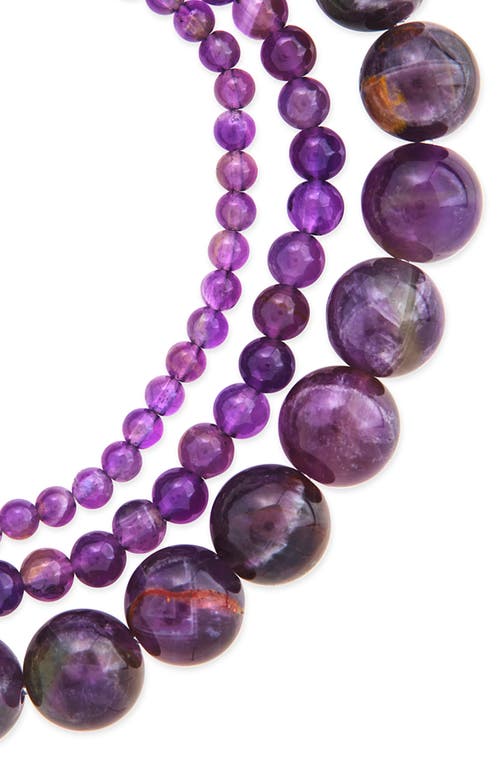 Sterling Forever Set Of 3 Stretch Amethyst Bracelets In Amethyst
