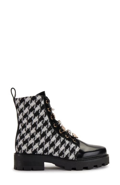 Shop Karl Lagerfeld Paris Mela Tweed Combat Boot In 005 - Black/white