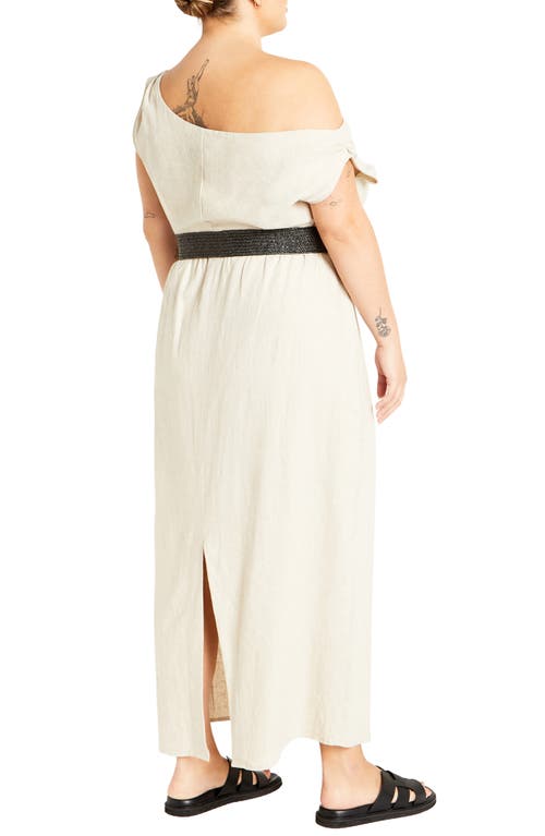 Shop City Chic Milly Asymmetric Neck Maxi Dress In Stone