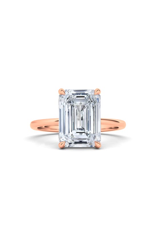 Shop Hautecarat 18k White Gold Emerald Cut Lab Created Diamond Engagement Ring In 18k Rose Gold