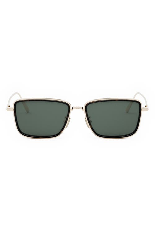 ‘DiorBlackSuit S9U 53mm Rectangular Sunglasses in Shiny Gold /Green at Nordstrom