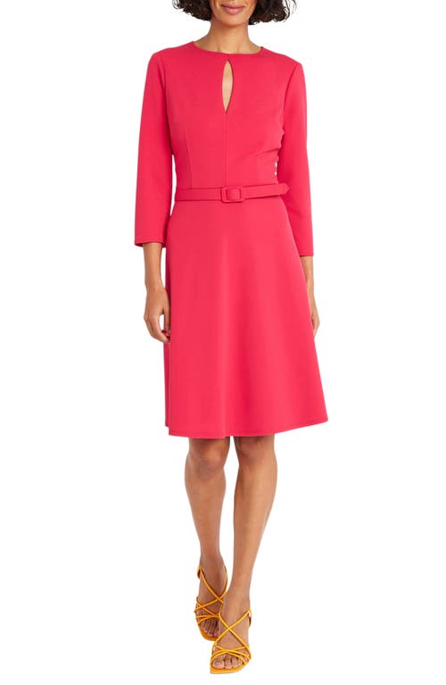 Maggy London Belted Cutout Neck Dress Rosebud at Nordstrom,