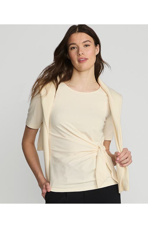 Shop Lands' End Lightweight Jersey Tie Front Top In Fresh Ivory