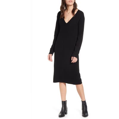 Treasure & Bond V-Neck Sweater Dress, Black